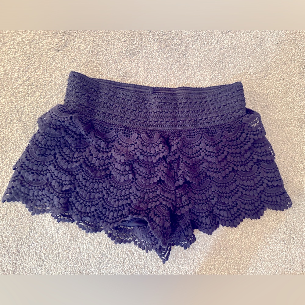 Small navy blue lace shorts